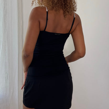 Vintage Vive Maria Black Floral Mesh Cami Top (S)