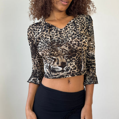 Vintage Mesh Leopard Face Top (XS/S)