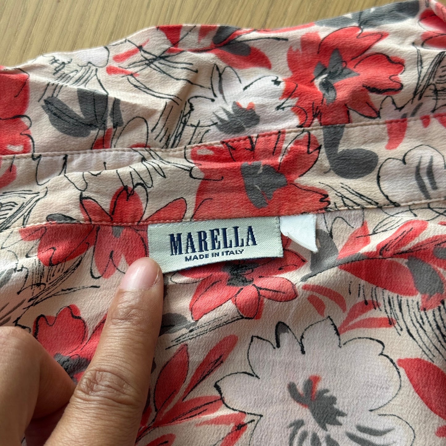 Vintage Pink Red Floral Silk Co-Ord Set by Marella (S) ⠀