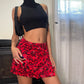 90s Red Floral Rom com Mini Skirt (XS)