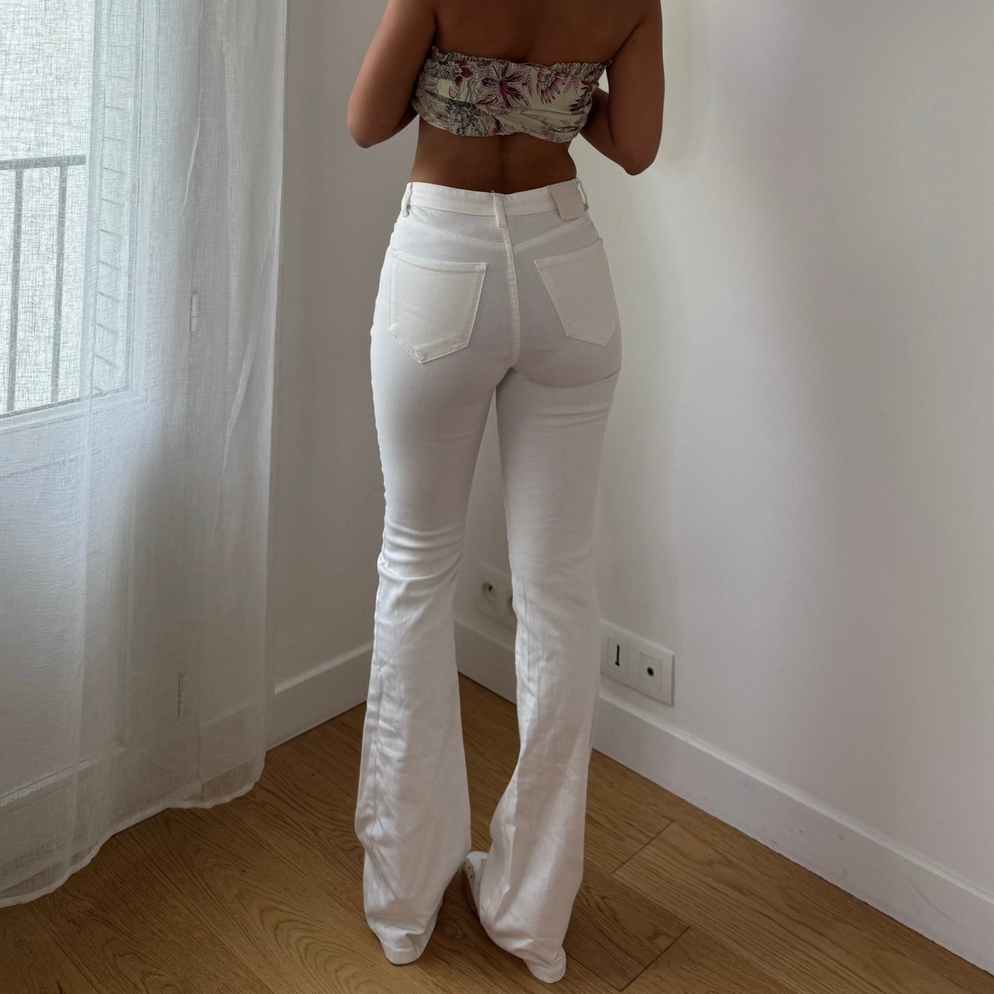 Vintage Massimo Dutti White Bootcut Jeans Cotton Denim Y2K (XS/S)