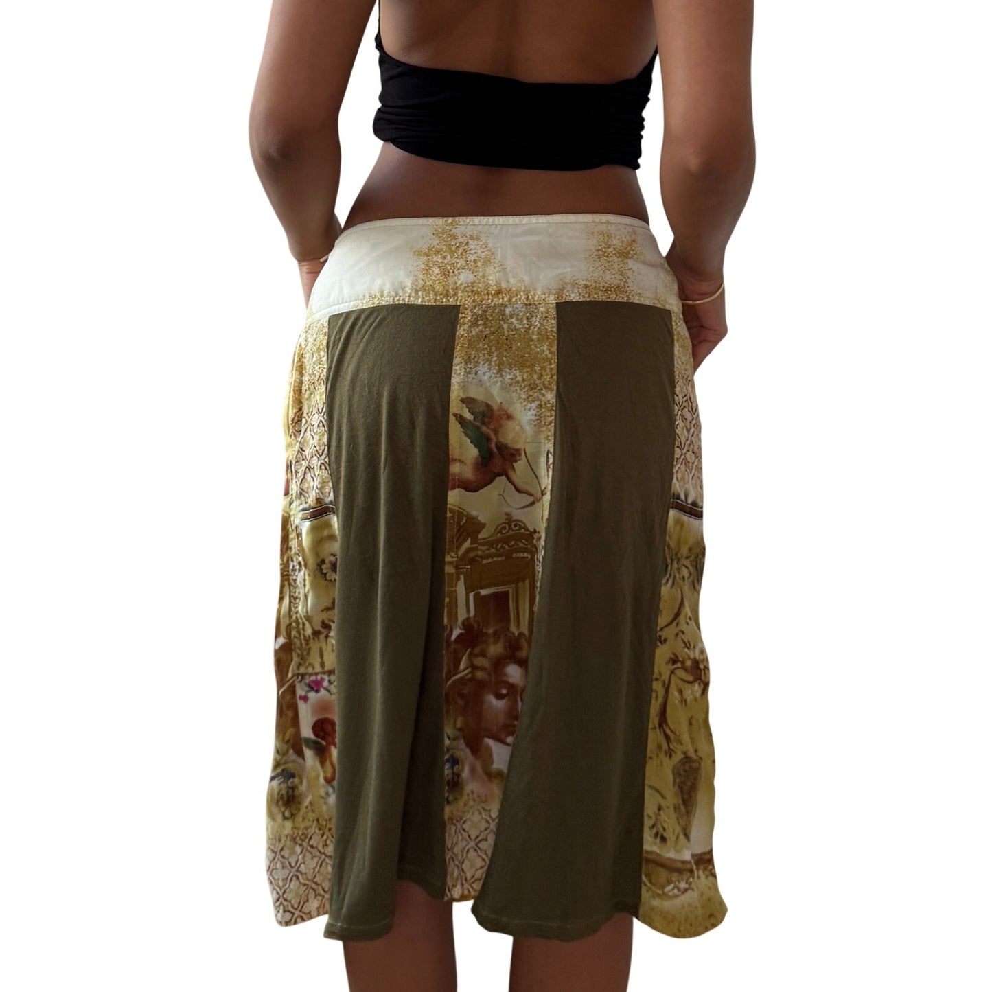 Vintage Italian Black Mesh Midi Skirt (Small)