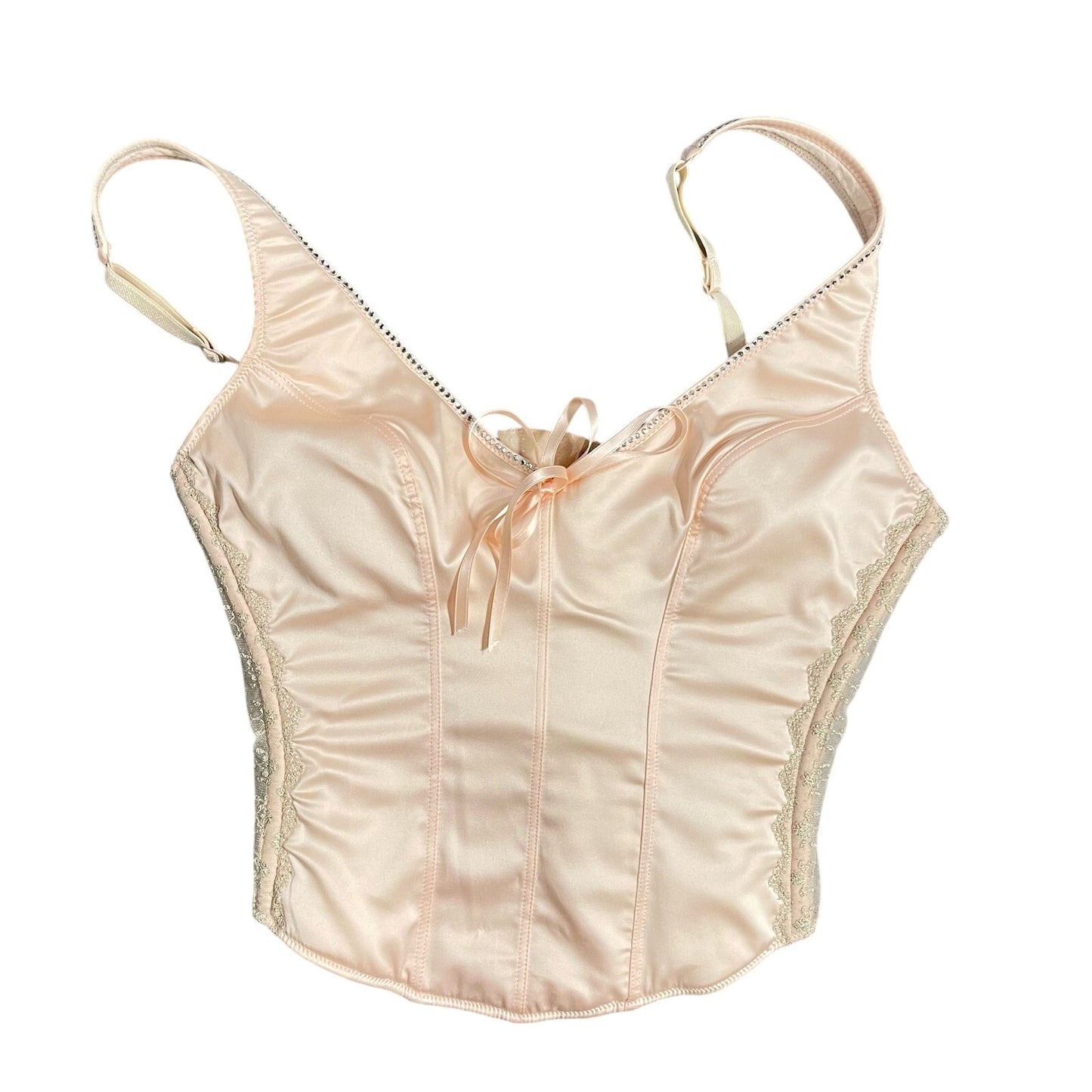 Blumarine pastel pink corset bustier top with mesh panels (S/M)