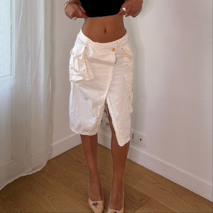 Vintage Paul Smith White Cargo Wrap Skirt (S)