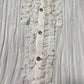 90s White Mesh Shirt Vintage Ruffle Details (XS-M) Ballet Fairy Core