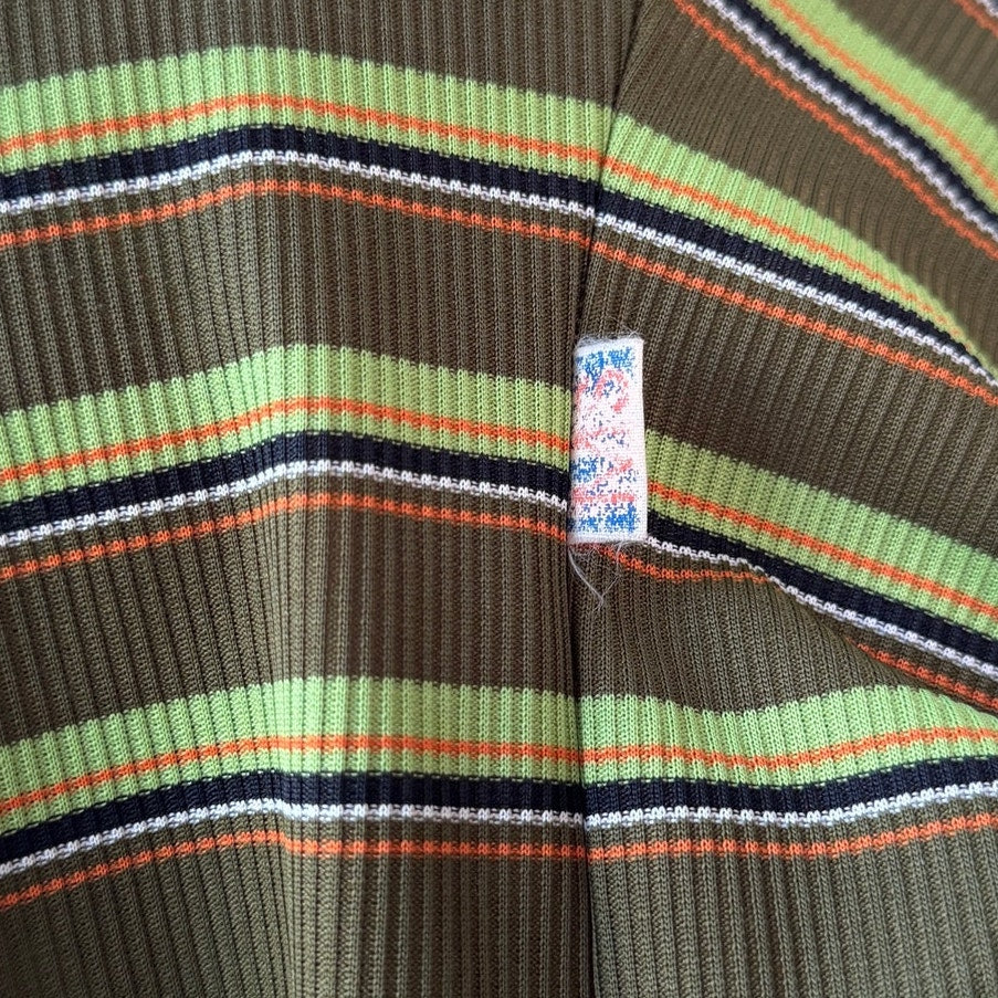 Vintage Green Stripe Sleeveless Cropped Shirt 90s Italian (S)