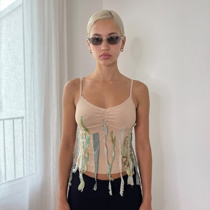 Vintage Cream Patchwork Ribbon Cami Top Liu Jo (S)