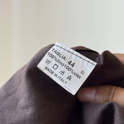 Vintage Italian chocolate brown linen blazer with mesh paisley sleeves (S/M)