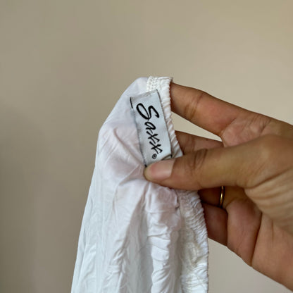 Vintage Saxx White Crinkle Midi Skirt Ribbon Detail Semi Sheer Italian Y2K (S)