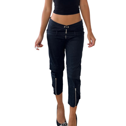 Vintage Pinko low-rise zip-detail capri pants (S)