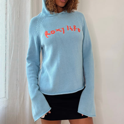 Vintage Roxy Blue Hooded Knit Sweater (S)