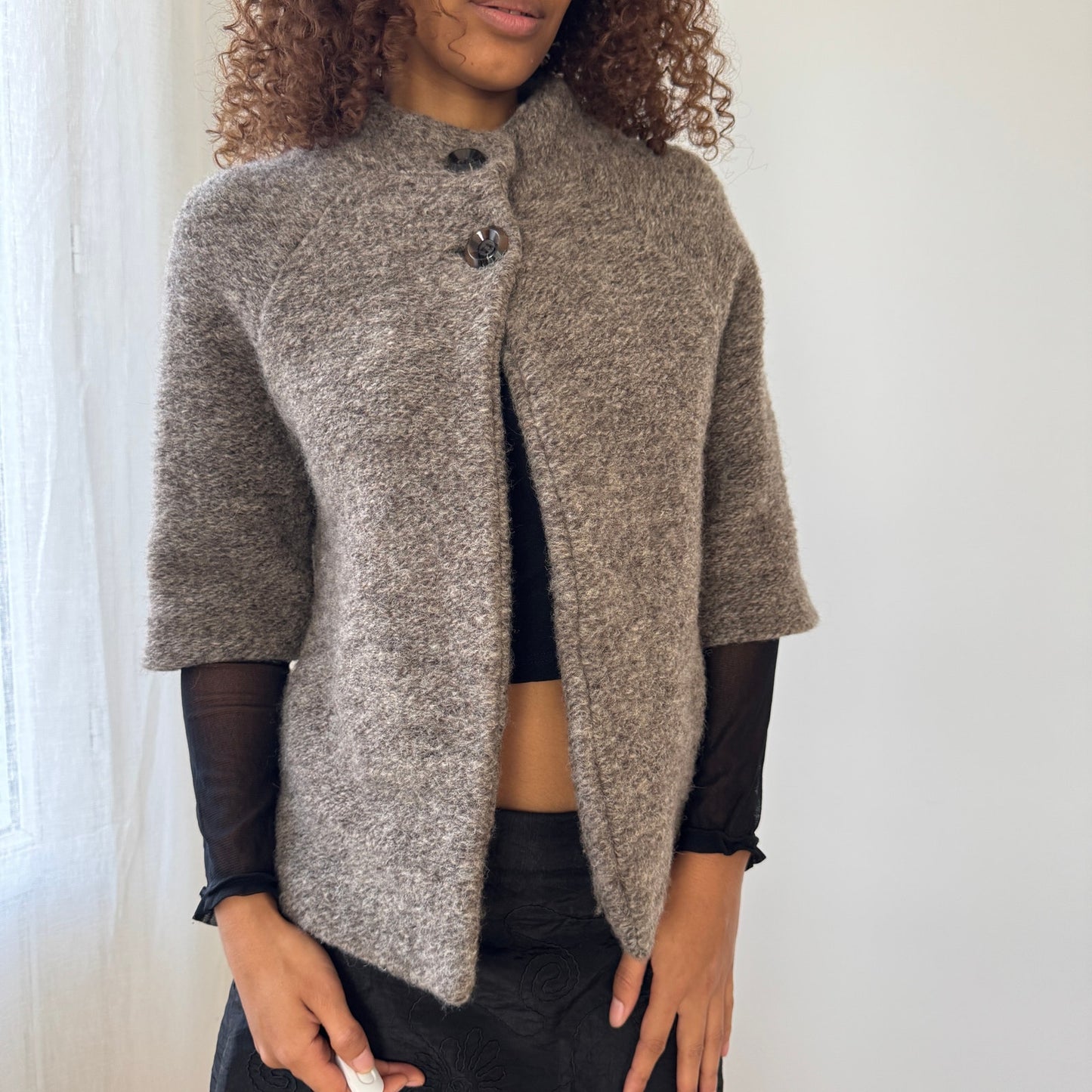 Vintage Italian taupe wool-blend swing jacket (S/M)