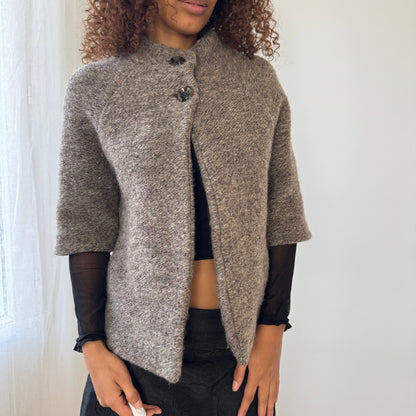 Vintage Italian taupe wool-blend swing jacket (S/M)