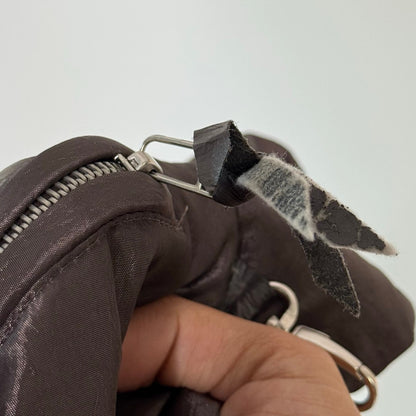 Euro vintage Y2K metallic taupe brown fitted jacket with high collar