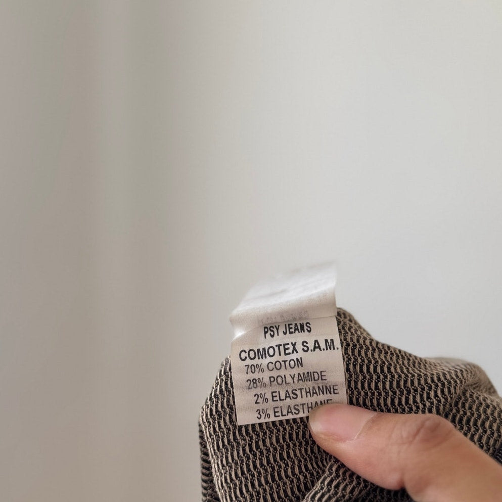 Vintage Euro Denim Midi Skirt Contrast Stitch Ruffle Hem (S)