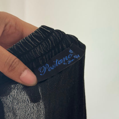 Vintage Black Sheer Lace Patchwork Maxi Skirt Euro Y2K (S/M)