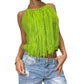 90s lime green knit crochet tube halter top (M)