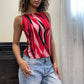 Made in USA - Vintage 90s abstract print high neck cami tank (S-M) retro vibes