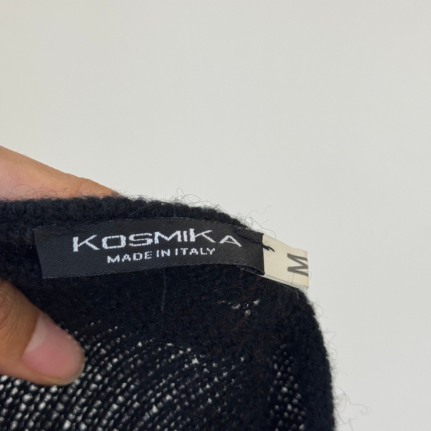 Vintage Italian mohair-blend knit & satin black bustier top (S)