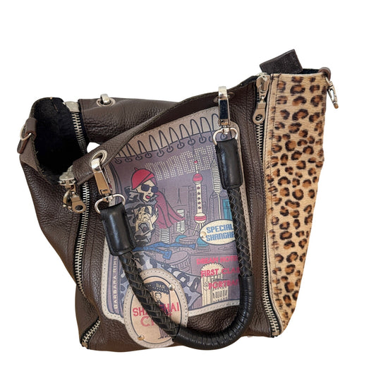 Vintage Barbara Rihl Illustrated Leather Shoulder Bag Limited Edition