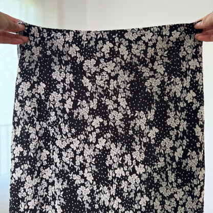 Vintage Black White Floral & Polka Dot Mesh Midi Skirt Italian Y2K (S)