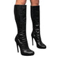 Vintage Deadstock Y2K Croc Knee High Heeled Boots in Black (7.5)