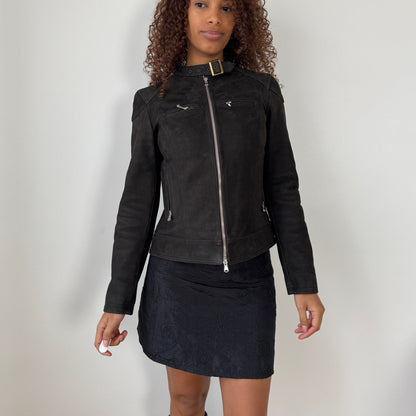 Italian Vintage Suede Leather Moto Jacket (Small)