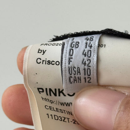 Vintage Pinko Cream & Black Snakeskin Print Silk Lace Cami Top (S/M)