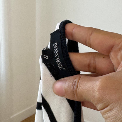 Vintage Italian Striped Slinky Asymmetrical Sleeve Top by Denny Rose (S)