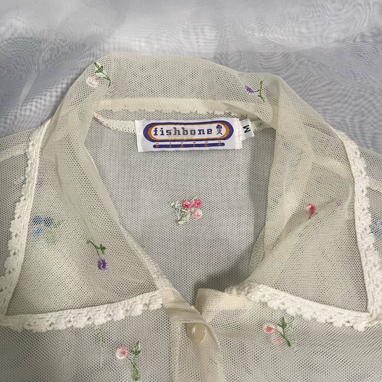 Vintage Y2K Mesh Floral Shirt (XS-M)