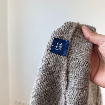 Italian Vintage Taupe Mohair Wool Cardigan Embellished Floral (S)