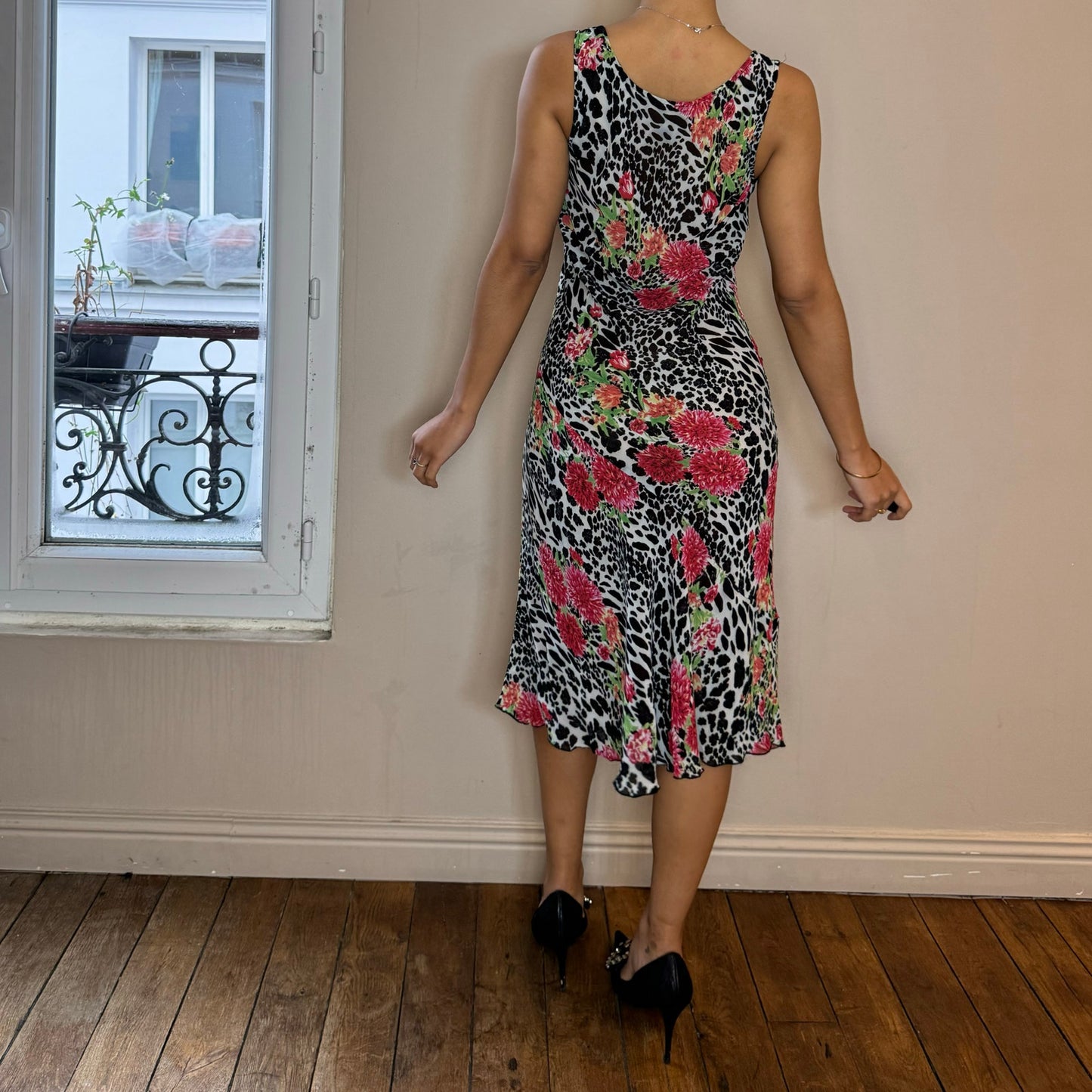 Vintage Cheetah & Floral Print Dress (XS/S)