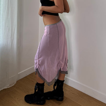 Vintage Pink Mesh Handkerchief Midi Skirt Deadstock Euro Y2K (S)