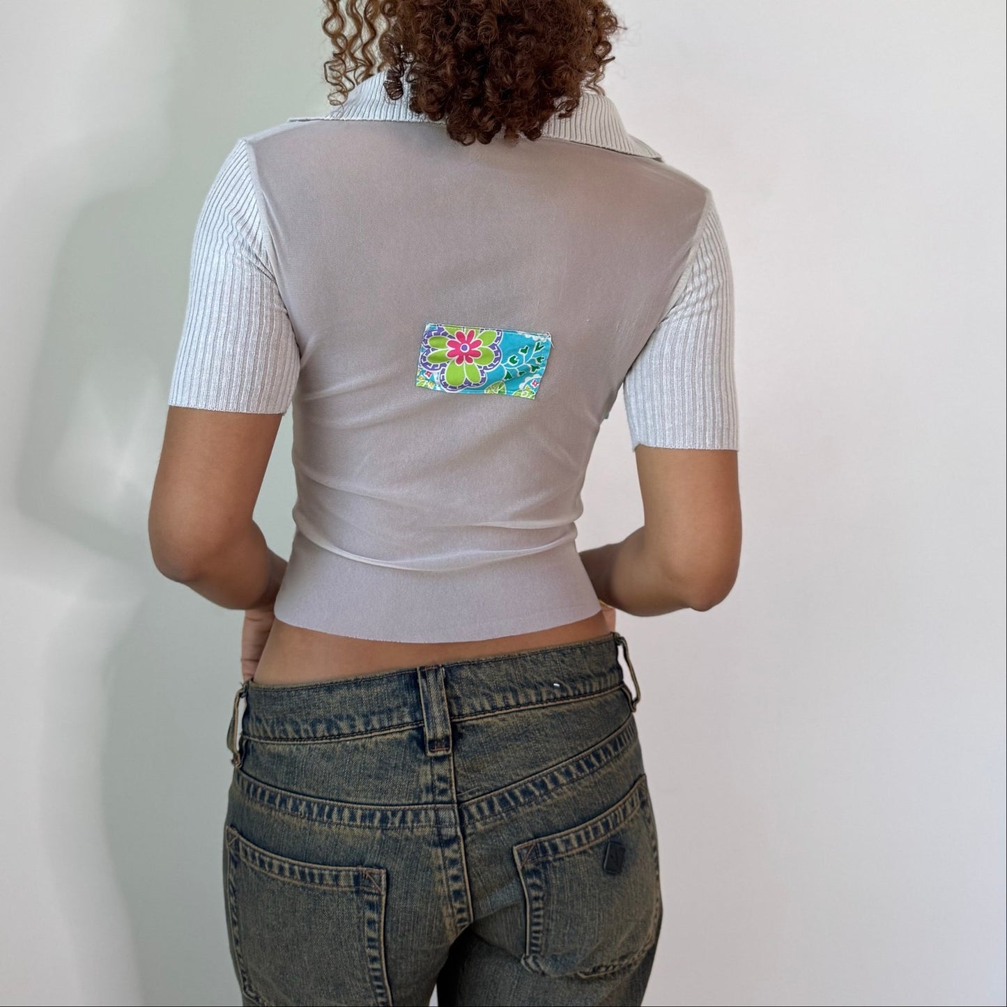 Vintage Pop Art Graphic Knit Polo Top Italian Y2K (S)
