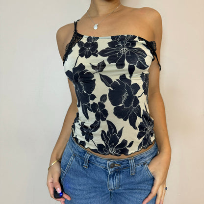 Vintage 00s Slinky Floral graphic Cami Tank (S)