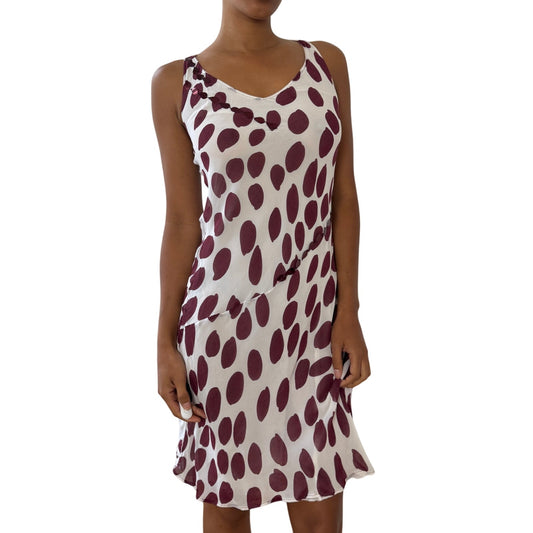 Vintage Italian Viscose Polka-Dot Slip Dress (S)