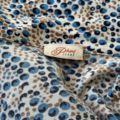 Vintage Italian Button-Up Mesh Blouse with Micro Dot Print (XS)