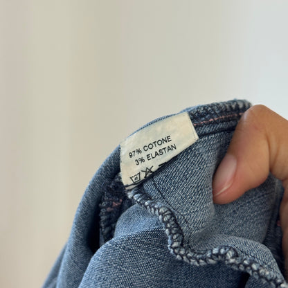 Vintage Italian Designer Embroidered Denim Cropped Pants Beaded Detail (S)