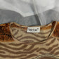 Made in France - Vintage 00s tan jungle print micro mesh short sleeve (XS/M)