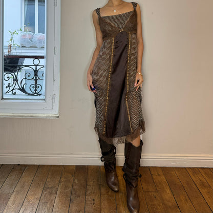 Vintage 00s Brown Silk Dress (M)