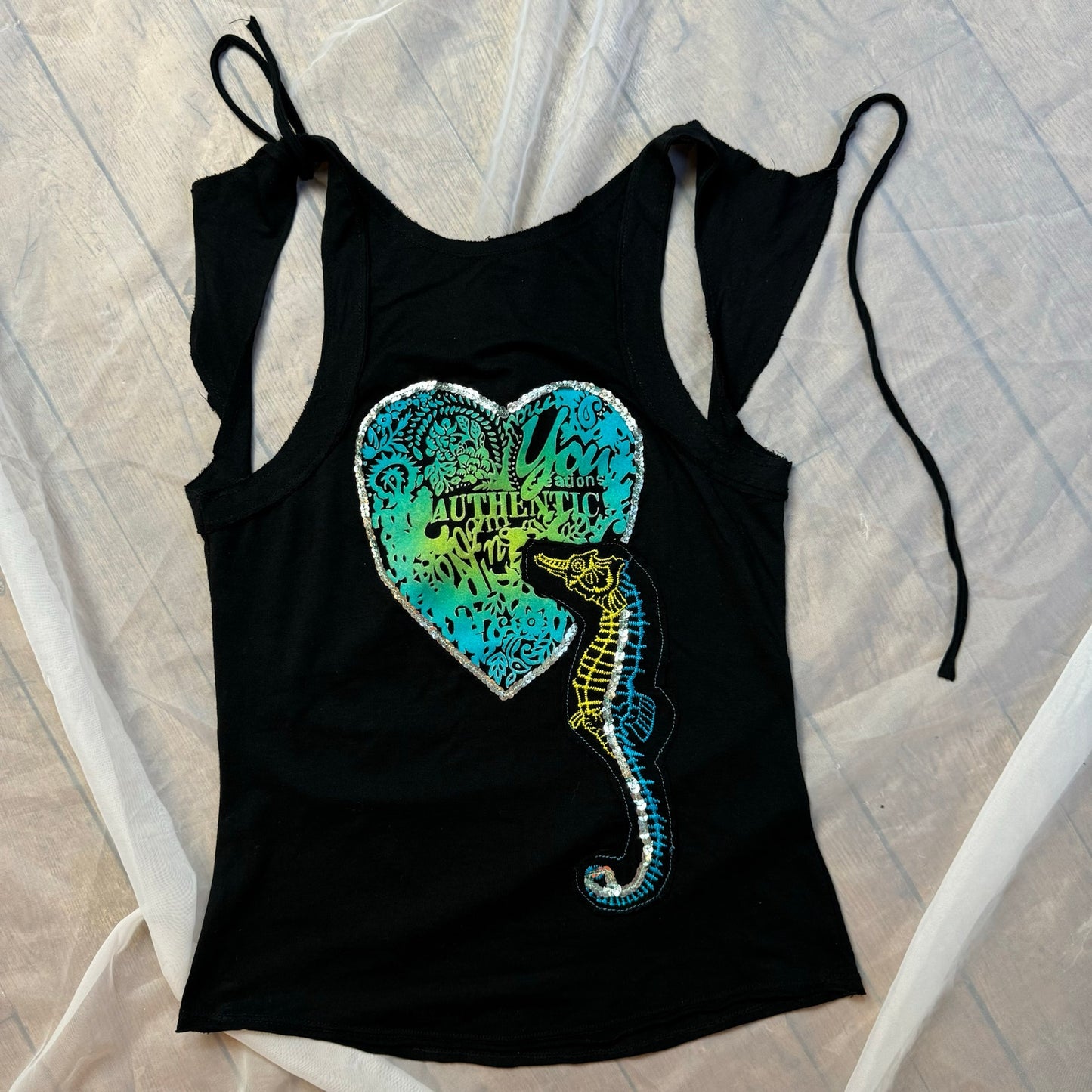 Vintage Graphic Baby Tank with Sequin (S)