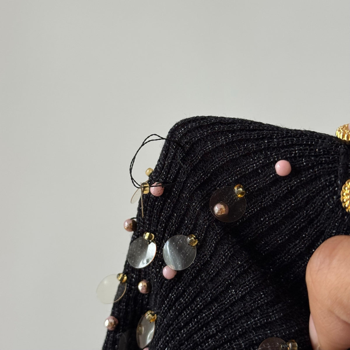 Vintage Italian Black Beaded Sequin Cami (S/M)