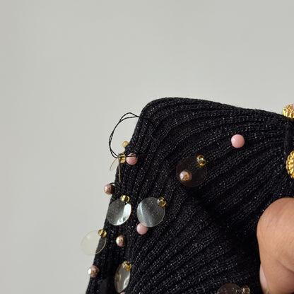 Vintage Italian Black Beaded Sequin Cami (S/M)