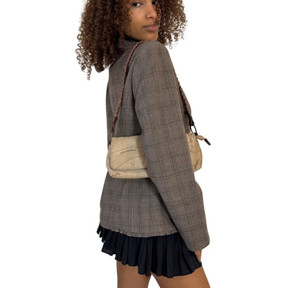 Vintage French Taupe Plaid Button Front Tailored Jacket (S/M)