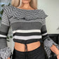Vintage 2000s Pom Pom Crop knit sweater (XS-M)