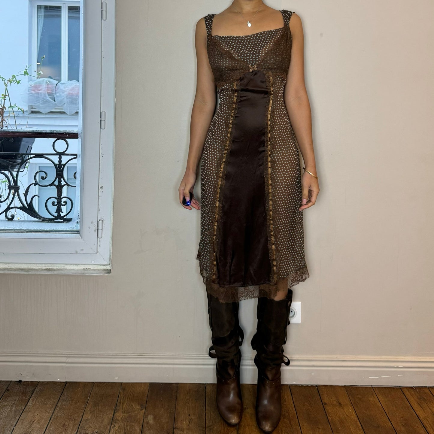 Vintage 00s Brown Silk Dress (M)