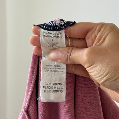 Vintage Morgan de Toi pink zip-up hoodie with graphic print & raw-edge details S