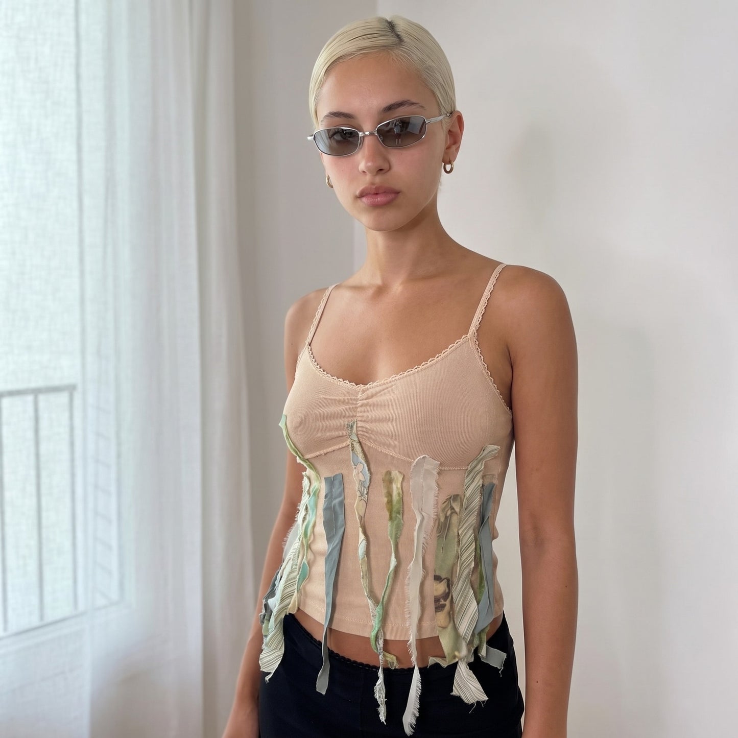 Vintage Cream Patchwork Ribbon Cami Top Liu Jo (S)