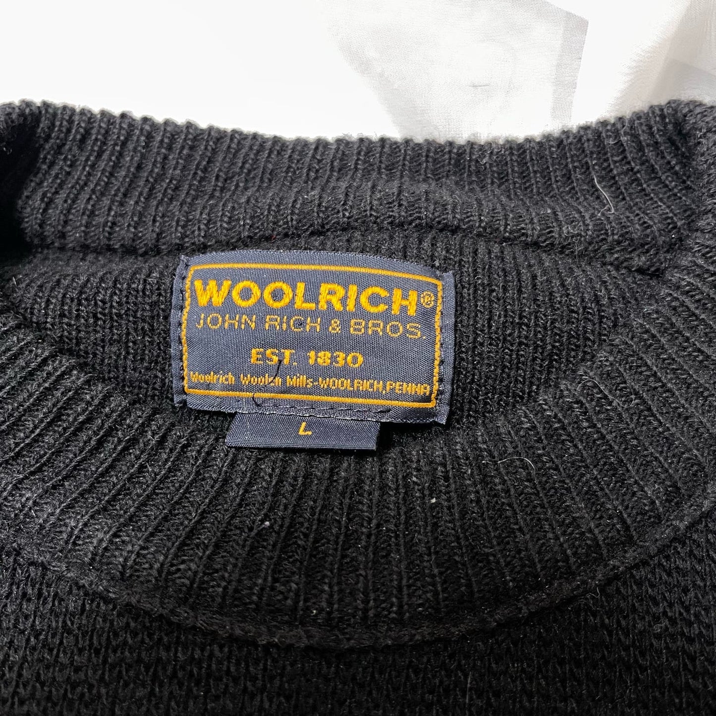 Vintage Woolrich Wool Knit Sweater Women Pullover Crew Neck (L) Logo Spell Out