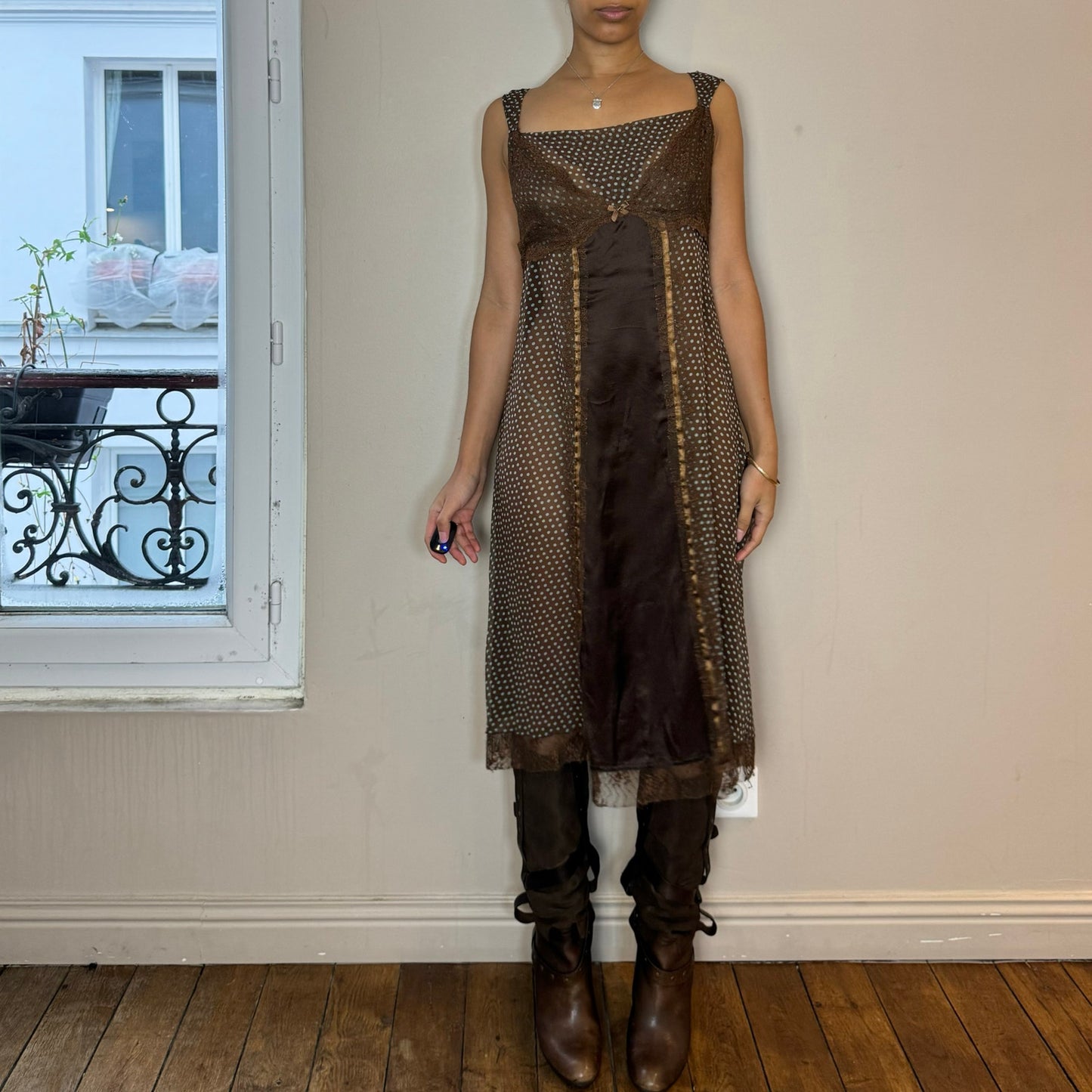 Vintage 00s Brown Silk Dress (M)